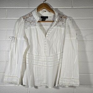 Venezia Blouse Victorian 14/16 Lace Pintuck Button Cottagecore Boho Coquette